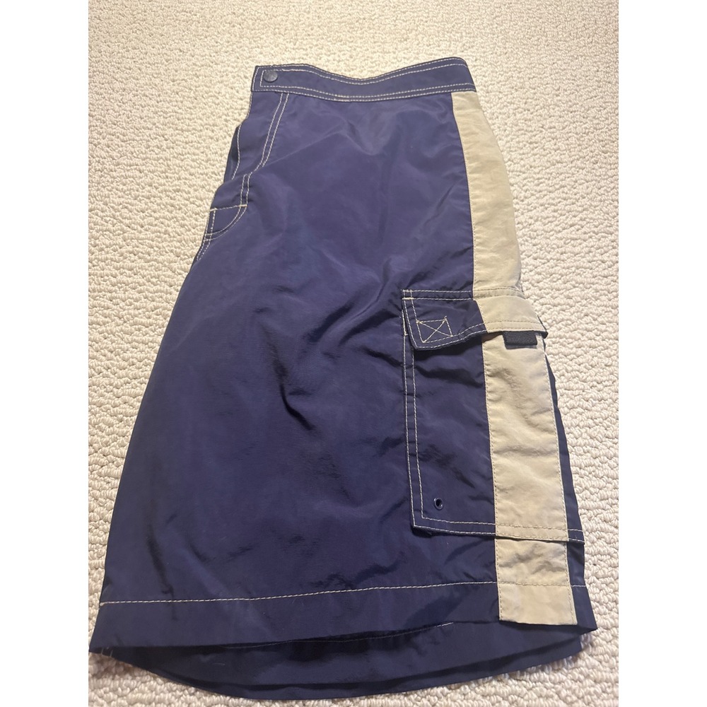 Polo Sport Ralph Lauren Vintage Navy Khaki Board Shorts Swim Trunks Mens Size 34